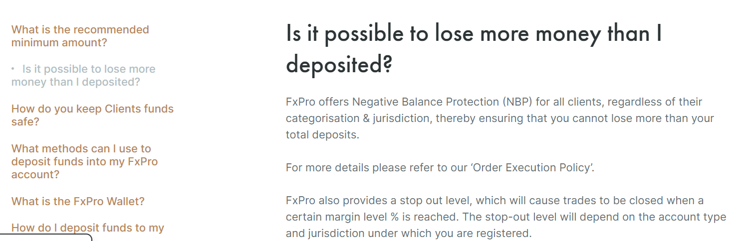 Example of negative balance protection at a Forex Broker